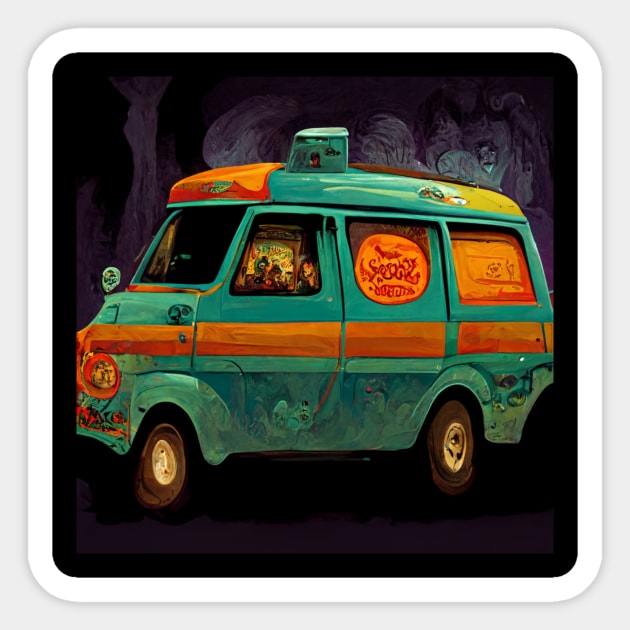 Groovy travel van for solving crimes? Sticker by Liana Campbell